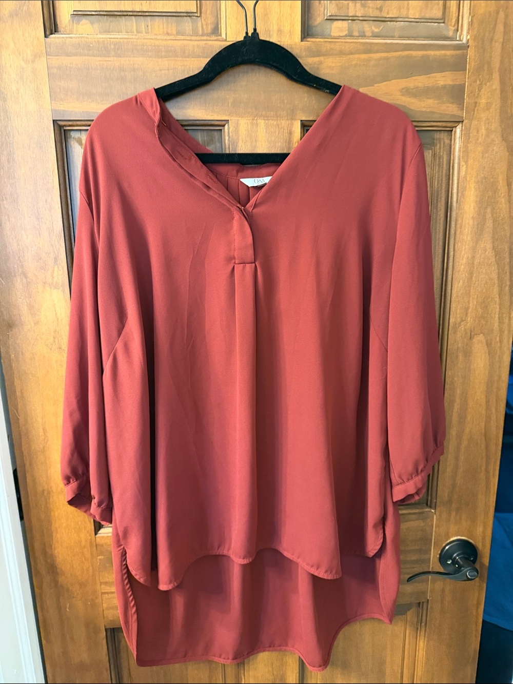 Women's Rusty Red  Longline V-Neck Tunic Top